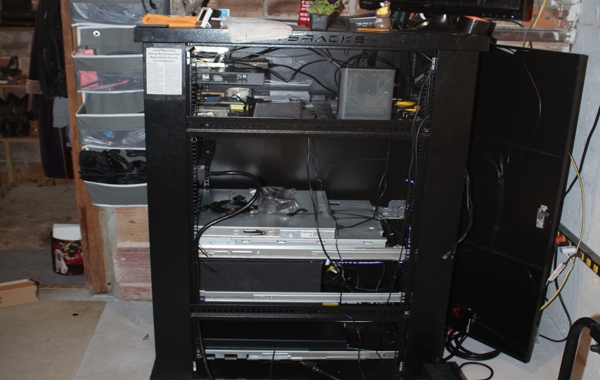 Server rack shelving stack hosting backup storage configurations